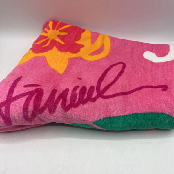 Pink Floral Beach Towel
