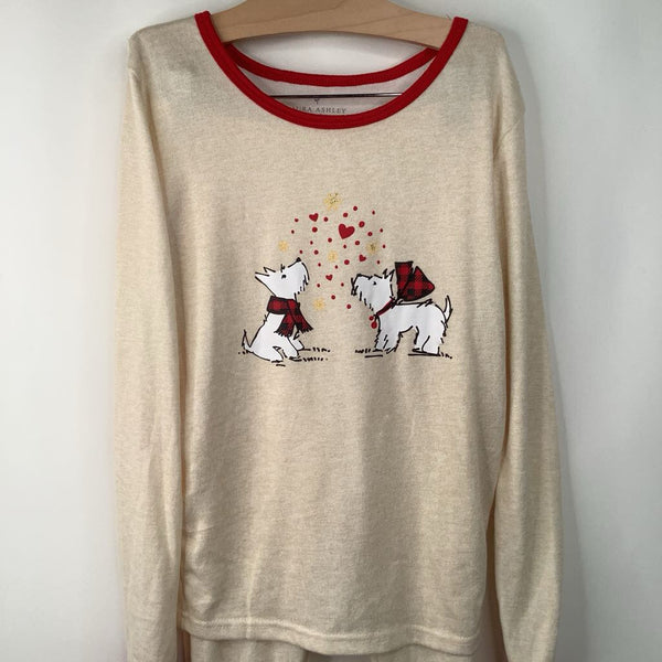 Size 12: Laura Ashley Creme/Red Dog 2pc PJs