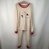 Size 12: Laura Ashley Creme/Red Dog 2pc PJs