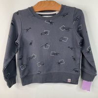 Size 2: Sovereign Code Grey Navy Blue Dinosaur Sweatshirt