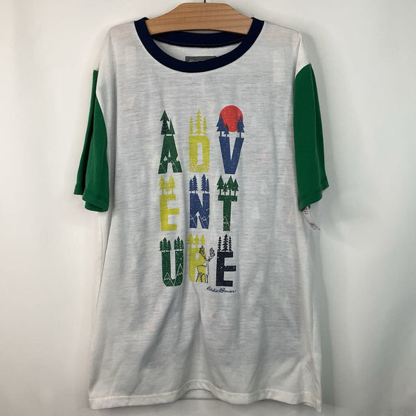 Size 14-16: Eddie Bauer White/Green/Blue "Adventure" 2pc Shorty PJs