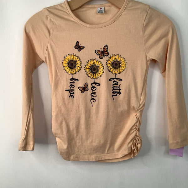 Size 7-8: Beautees Pink "Faith Love Hope" Sunflowers Long Sleeve Shirt