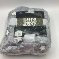 SP Home Grey Stars Glow In The Dark Throw Blanket -NEW
