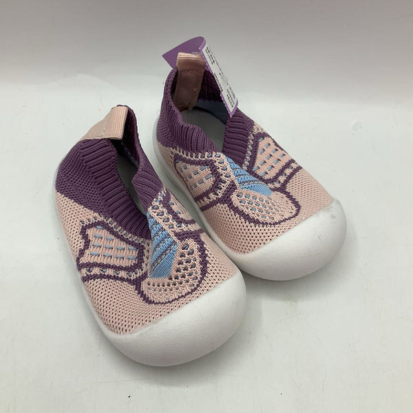Size 4: Pink/Purple Soft Soled Slip-On Shoes