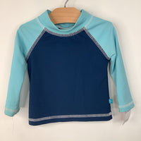 Size 3-6m: Honest Co. 2 Tone Blue Long Sleeve Swim Shirt