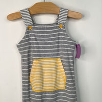 Size 2: Hanna Andersson Grey/White/Yellow Striped Tank Romper