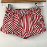 Size 7: Mini Boden White/Red Striped Jean Shorts