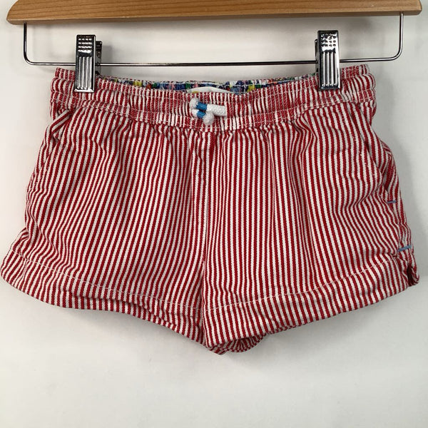 Size 7: Mini Boden White/Red Striped Jean Shorts