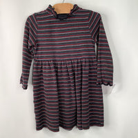 Size 4 (100): Hanna Andersson Black/Red/White Striped Long Sleeve Dress