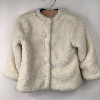 Size 3 (90): Hanna Andersson White Fuzzy Button-Up Sweater