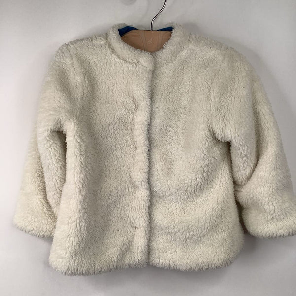 Size 3 (90): Hanna Andersson White Fuzzy Button-Up Sweater