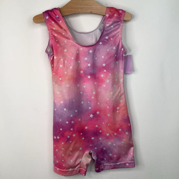 Size 6-7: Pink/Purple Sparkle Stars Tank Short Leotard
