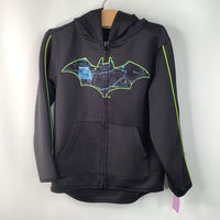 Size 5: Black Batman Logo Zip Up Hooded Jacket