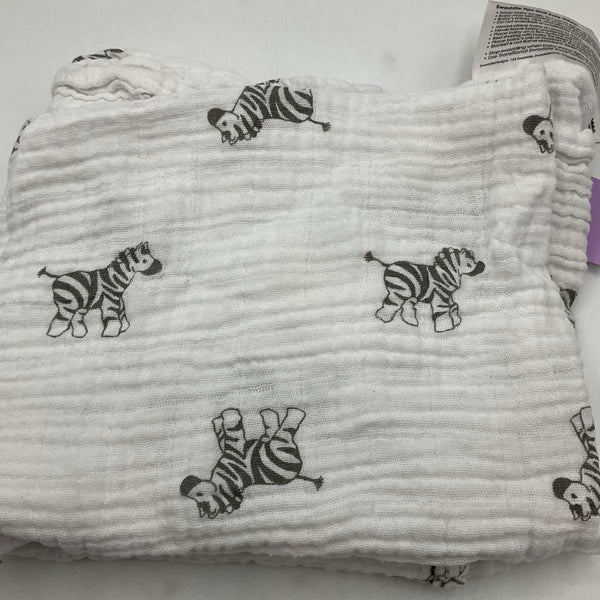 Size NB: AmazingBaby White Zebra Print Cotton Muslin Swaddle