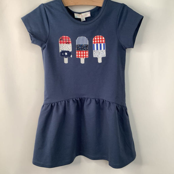 Size 6: Truly Me Blue Popsicle Print Short Sleeve Dress- NEW W/Tag