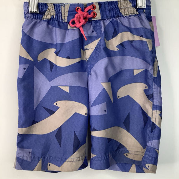 Size 4: Tea Blue Shark Print Swim Trunks