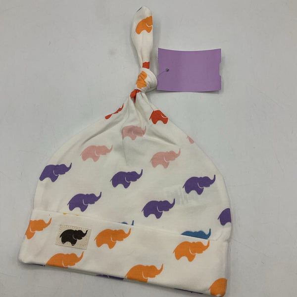 Size 3-6m: White/Colorful Elephant Baby Hat