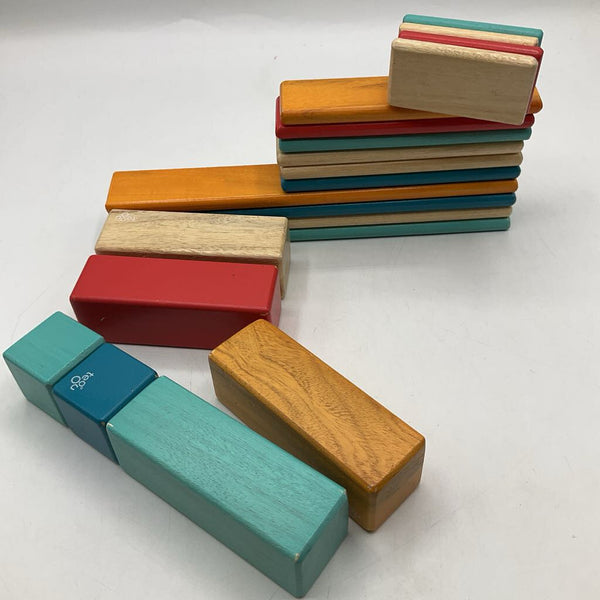 Tegu Colorful Assorted Magnetic Wooden 20pc Building Blocks
