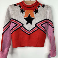 Collectors Corner Size 3: Stella McCarteny Red Multi-Color "Cheerleader" Sweater