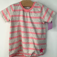 Size 12m (74): Belly Button Pink/Grey Striped T-Shirt