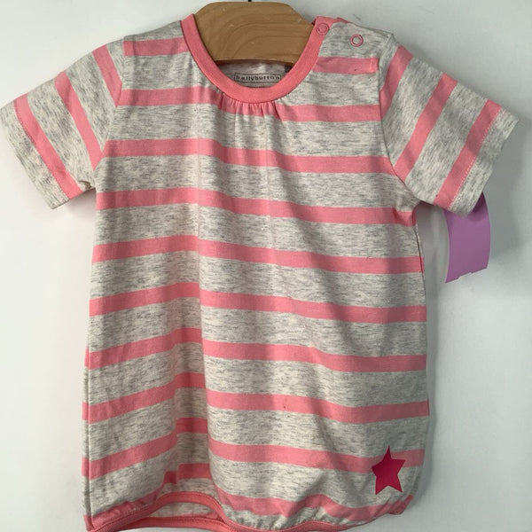 Size 12m (74): Belly Button Pink/Grey Striped T-Shirt