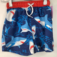 Size 2-3: Boden Blue Shark Print Swim Trunks