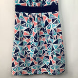 Size 10: Tea Blue/White/Pink Abstract Shapes Halter Dress