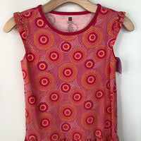 Size 10: Tea Pink/White/Yellow Circles Cap Sleeve Dress