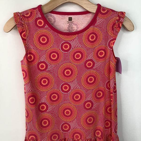 Size 10: Tea Pink/White/Yellow Circles Cap Sleeve Dress