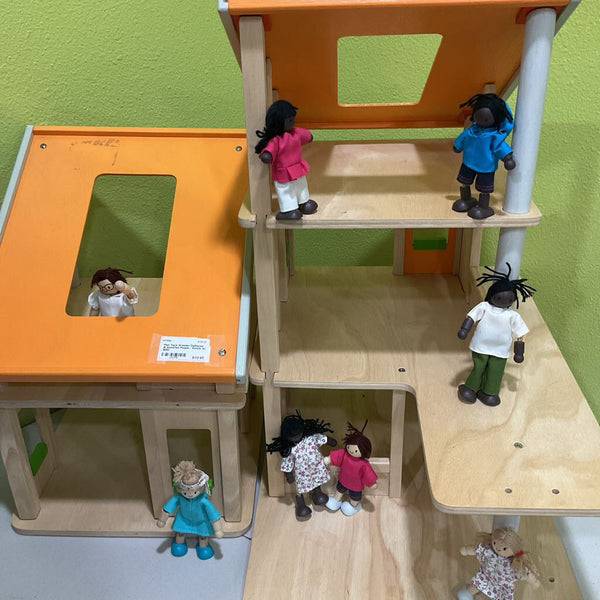 Plan Toys Wooden Dollhouse & Assorted People - Retails At $250