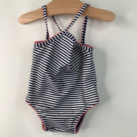 Size 3-6m: Hanna Andersson Navy/White Striped Strappy 1pc Swimsuit