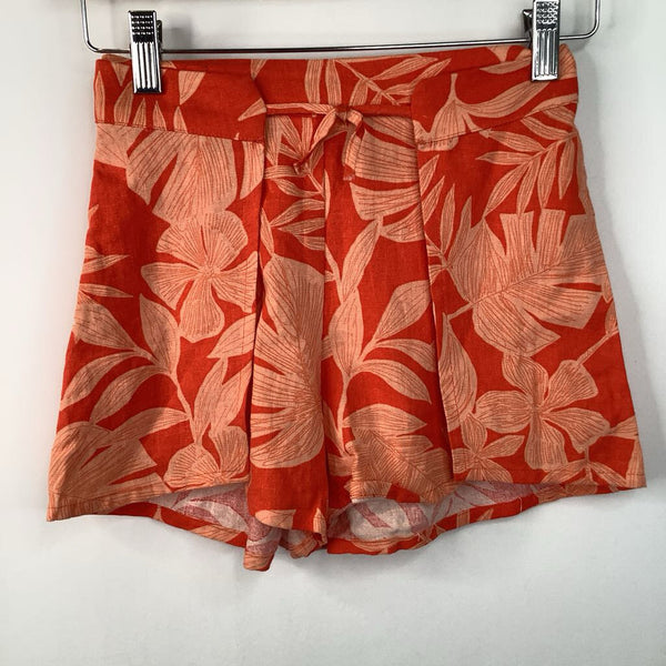 Size 9: Zara Orange Tropical Drawstring Shorts