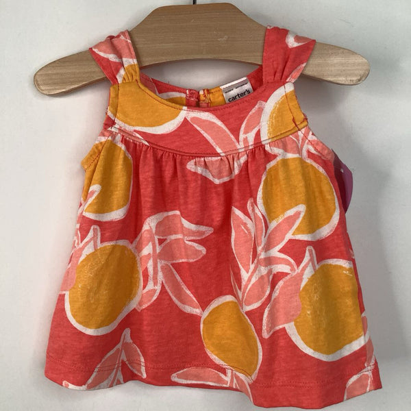 Size 6m: Carter's Pink/Yellow Lemon Print Tank Top