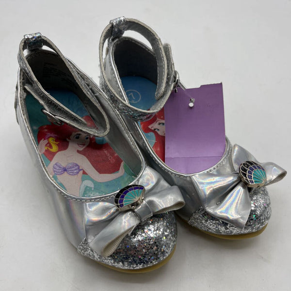 Size 7: Disney Grey Shimmery Ariel Velcro Strap Princess Heels