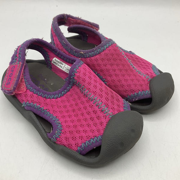Size 6: Crocs Pink/Purple Velcro Strap Water Shoes