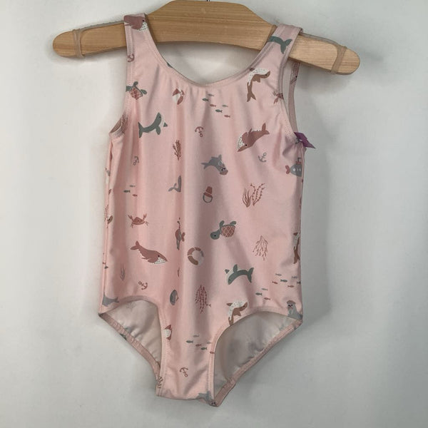 Size 18m-2: H&M Pink Sea Animals Print 1pc Swimsuit