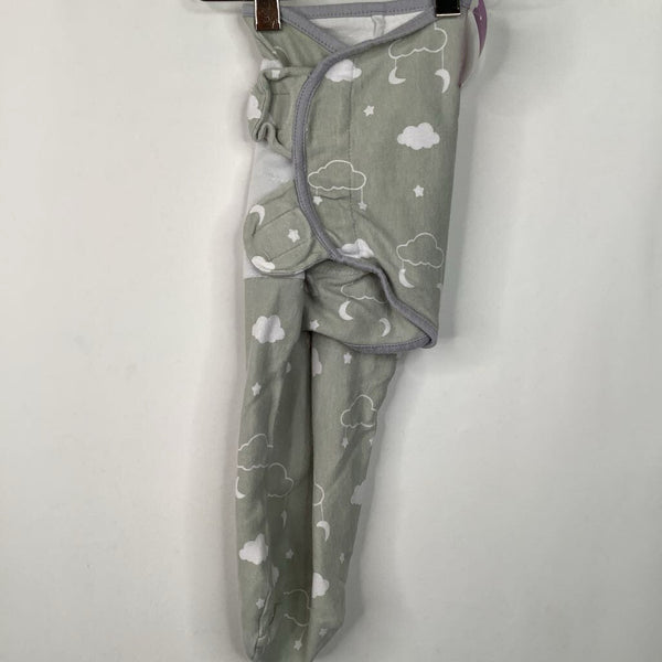 Size XS: Mama Cheetah Green Clouds Swaddle