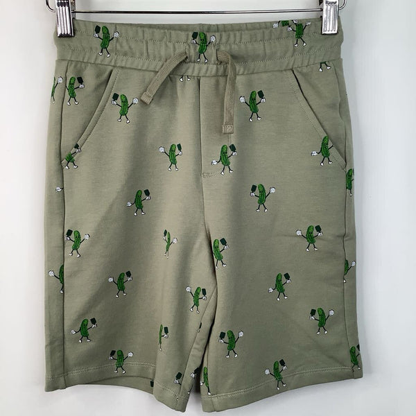 Size 10: Miles The Label Green Dill Pickle Print Cozy Shorts-NEW W/Tag