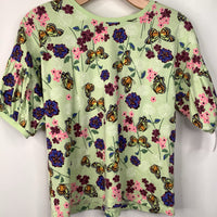 Size 16: Tea Green Butterfly Short Sleeve Shirt