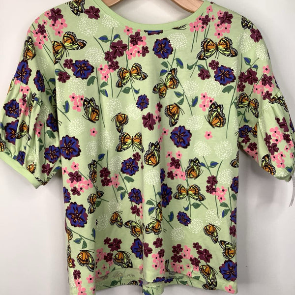 Size 16: Tea Green Butterfly Short Sleeve Shirt