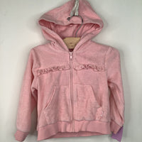 Size 3: Ruffle Butts Pink Terry Cloth Zip Up Hoodie