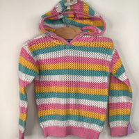 Size 3: Old Navy Pink/Yellow/White/Blue Striped Knitted Hoodie