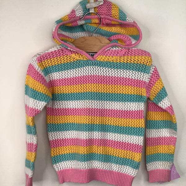 Size 3: Old Navy Pink/Yellow/White/Blue Striped Knitted Hoodie