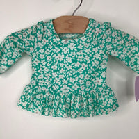 Size 0-3m: Cat & Jack blue Flower Long Sleeve 2pc Swim Suite