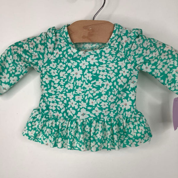 Size 0-3m: Cat & Jack blue Flower Long Sleeve 2pc Swim Suite
