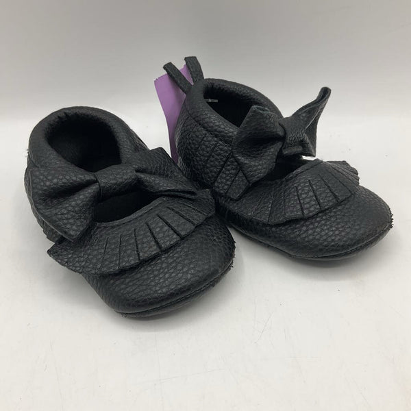 Leather Black Bow Booties