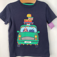 Size 4-5: Mini Boden Blue Traveling Tiger Print T-Shirt