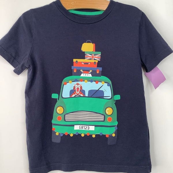 Size 4-5: Mini Boden Blue Traveling Tiger Print T-Shirt