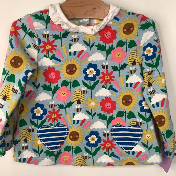 Size 18-24m: Baby Boden Colorful Flowers Print Long Sleeve Shirt