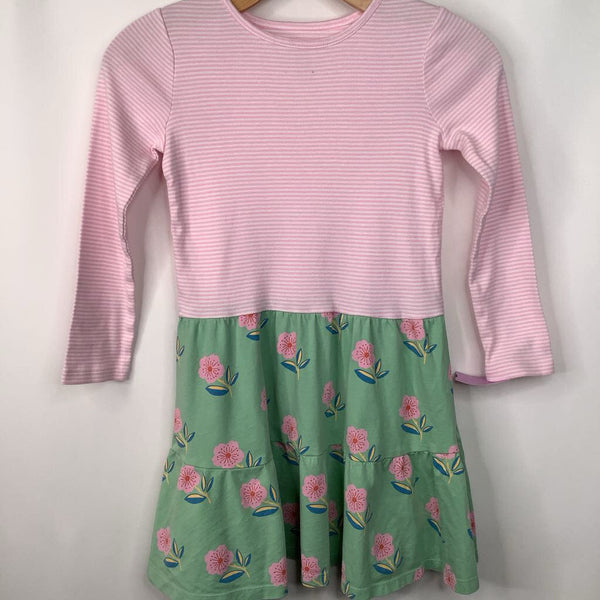 Size 8: Tea Pink/White Striped Long Sleeve Dress
